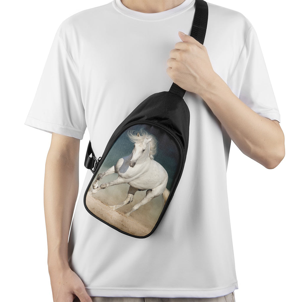 White Stallion Horse Print Chest Bag