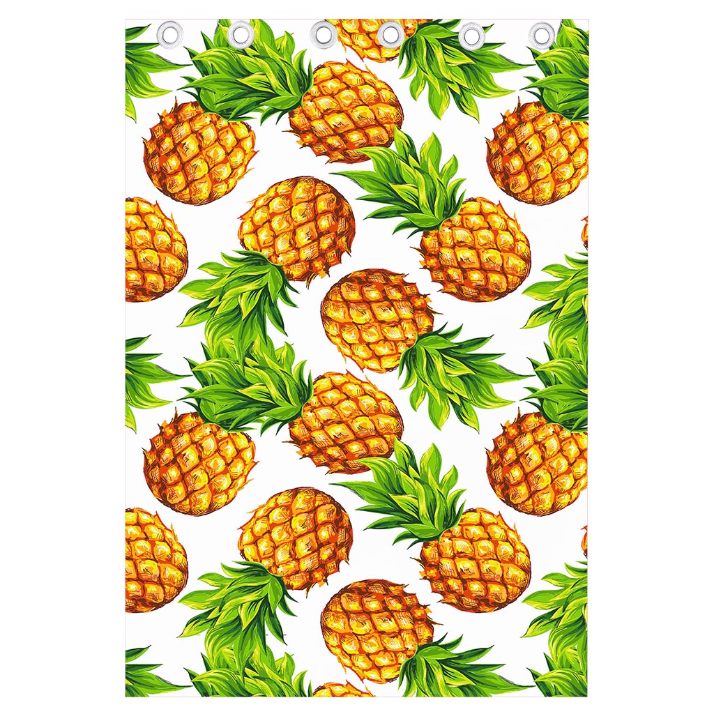 White Summer Pineapple Pattern Print Curtain