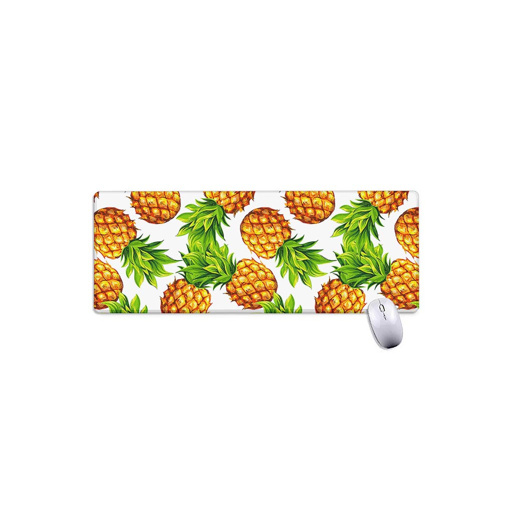 White Summer Pineapple Pattern Print Extended Mouse Pad