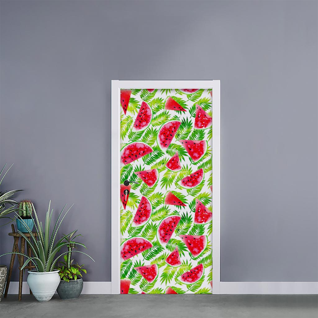 White Summer Watermelon Pattern Print Door Sticker