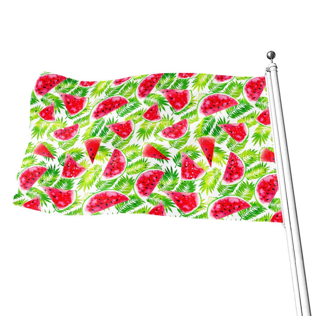 White Summer Watermelon Pattern Print Flag