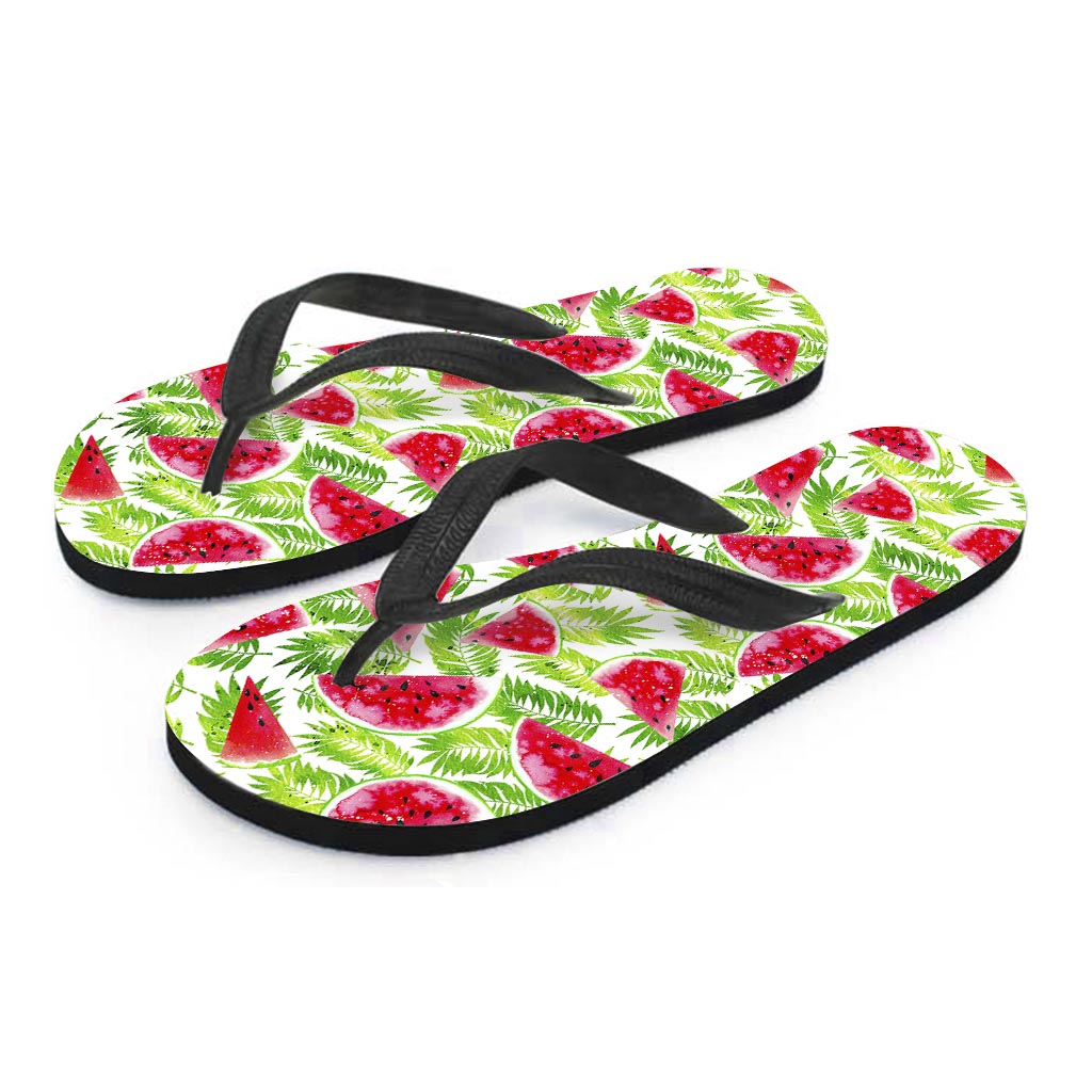 White Summer Watermelon Pattern Print Flip Flops