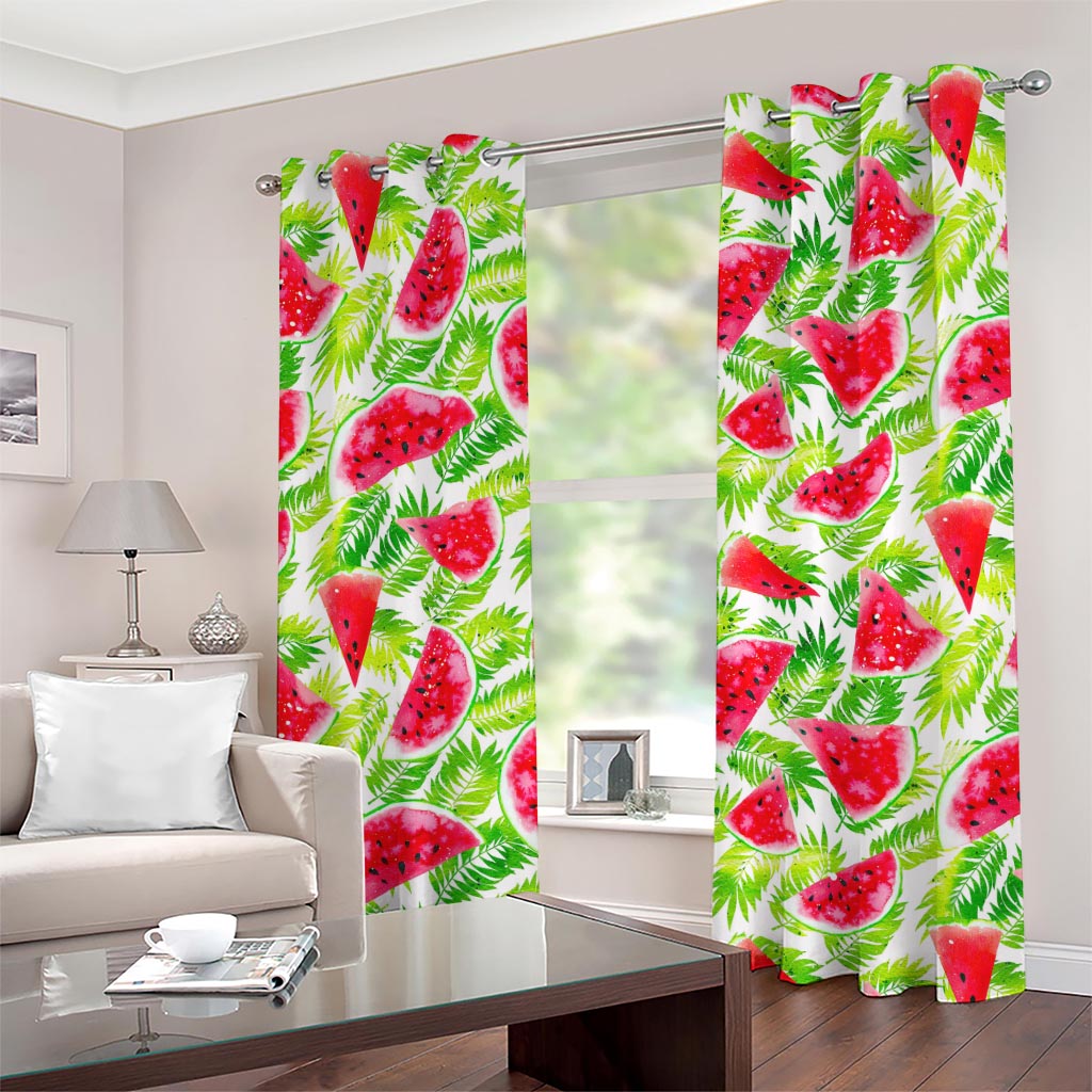White Summer Watermelon Pattern Print Grommet Curtains