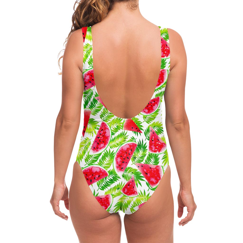 White Summer Watermelon Pattern Print One Piece Swimsuit