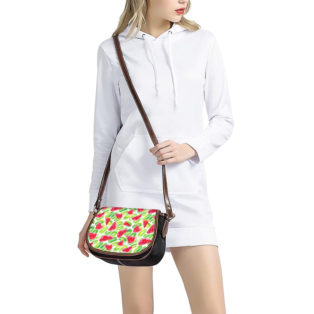 White Summer Watermelon Pattern Print Saddle Bag