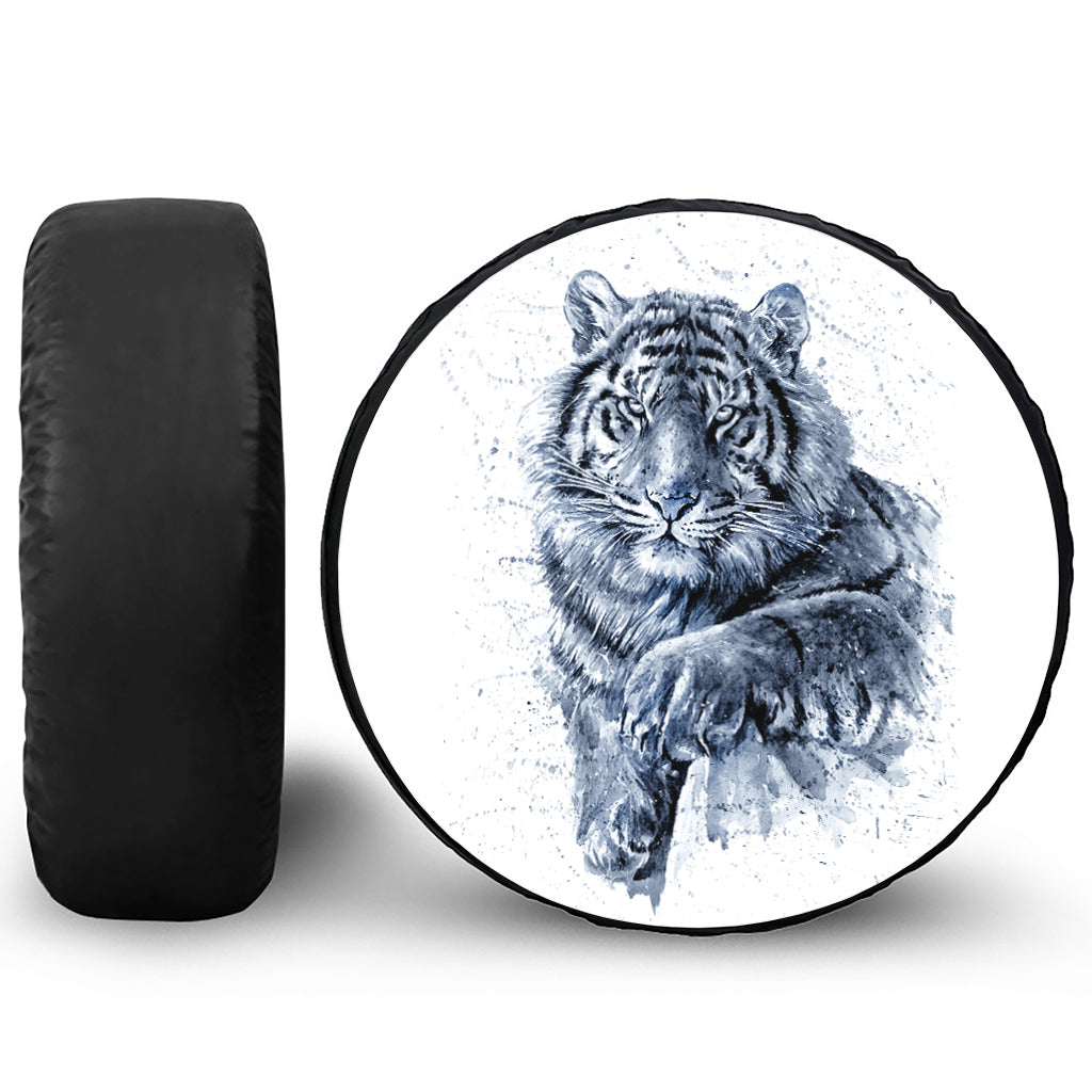 White Tiger Painting Print Tire Cover