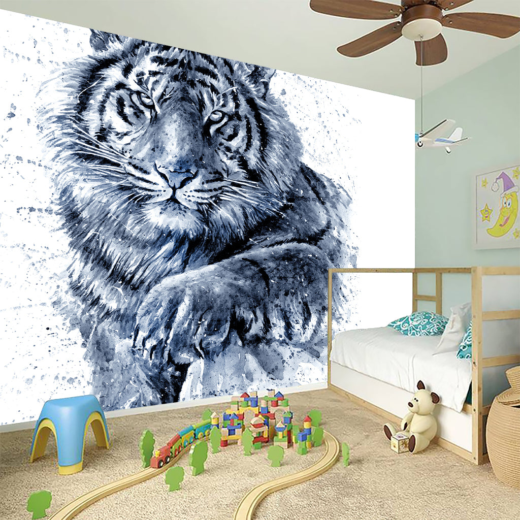 White Tiger Painting Print Wall Sticker