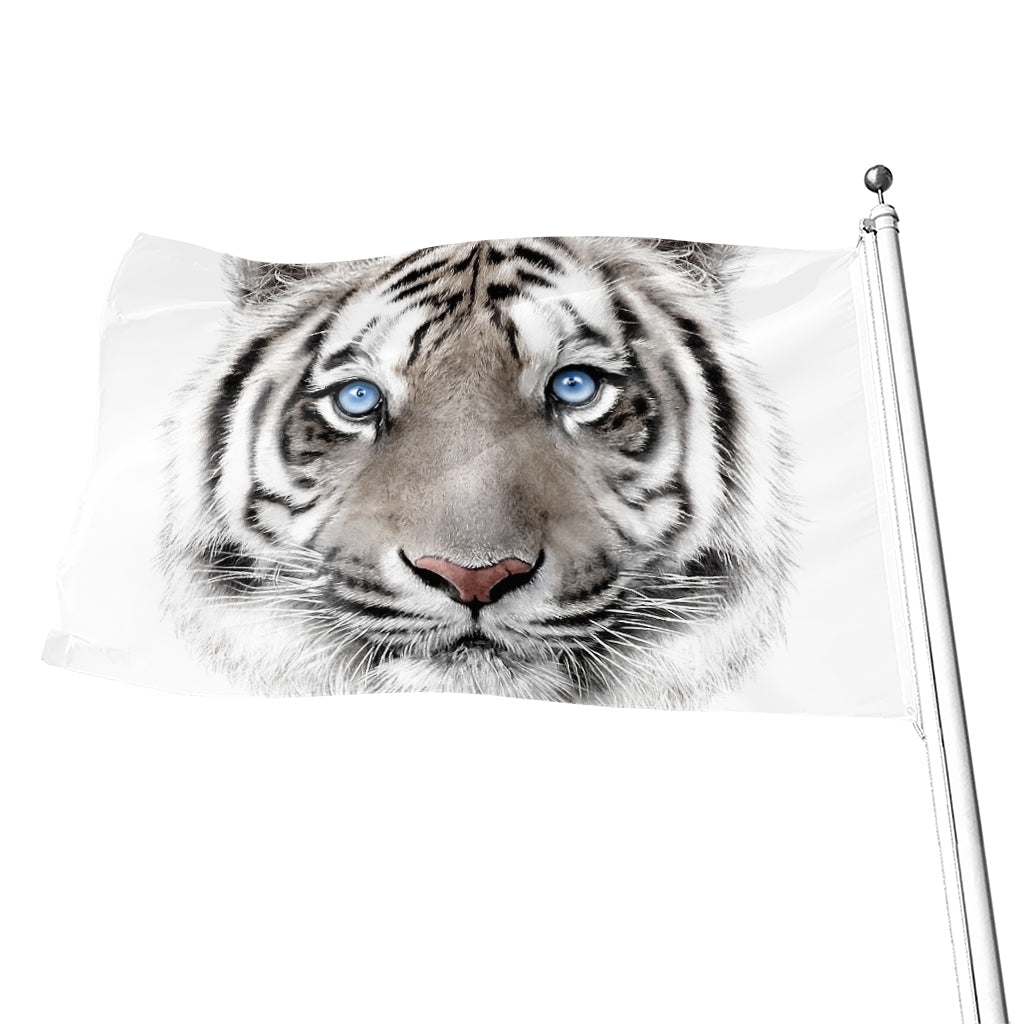 White Tiger Portrait Print Flag