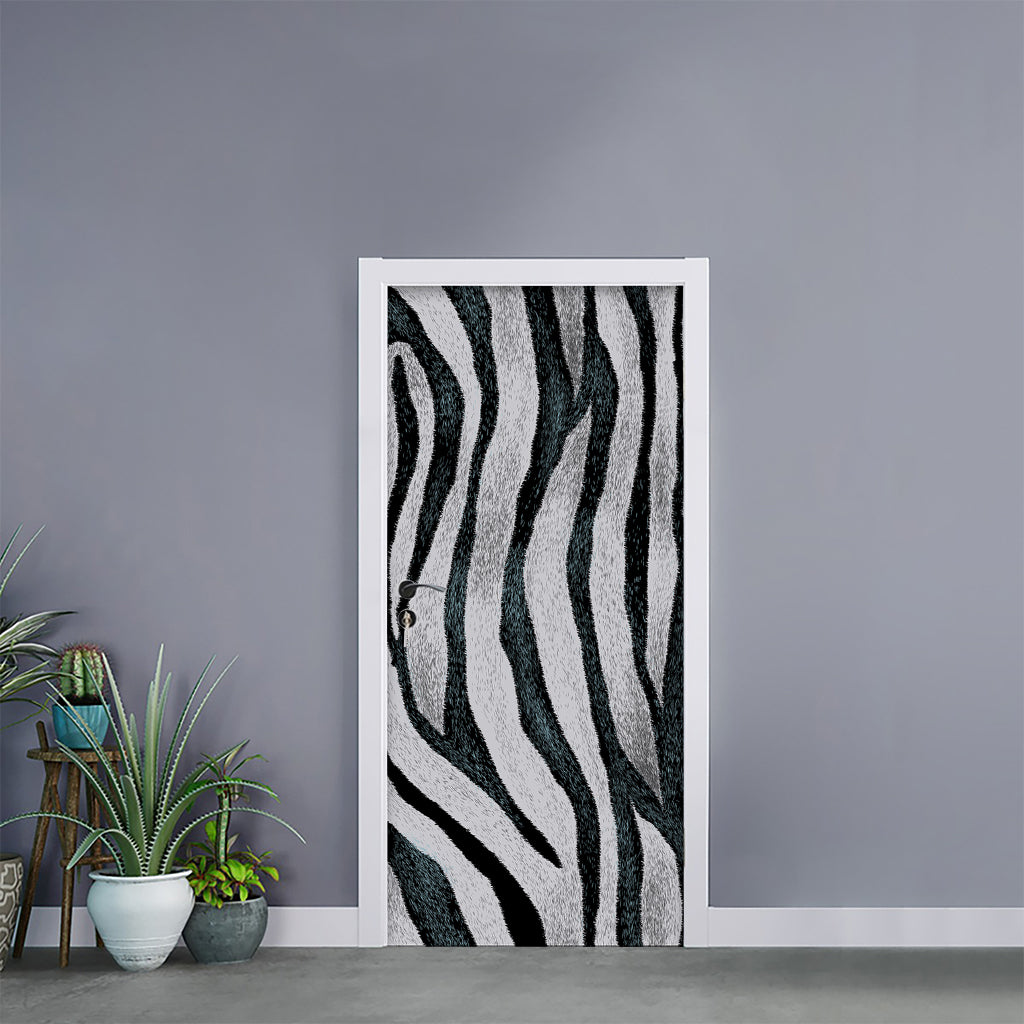 White Tiger Stripe Pattern Print Door Sticker