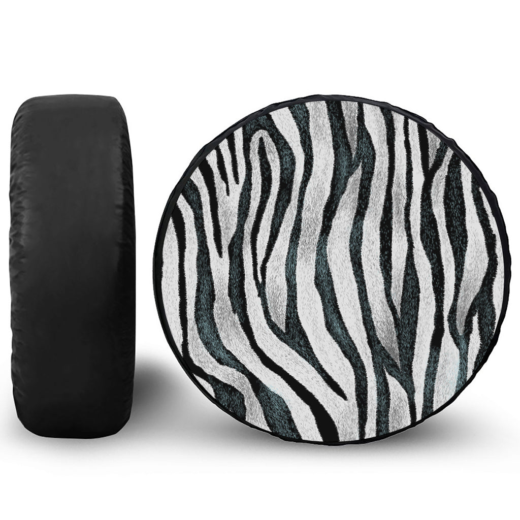 White Tiger Stripe Pattern Print Tire Cover