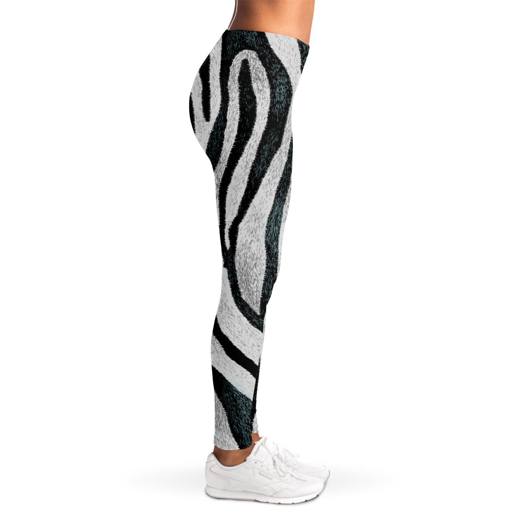 White Tiger Stripe Pattern Print Women's Leggings