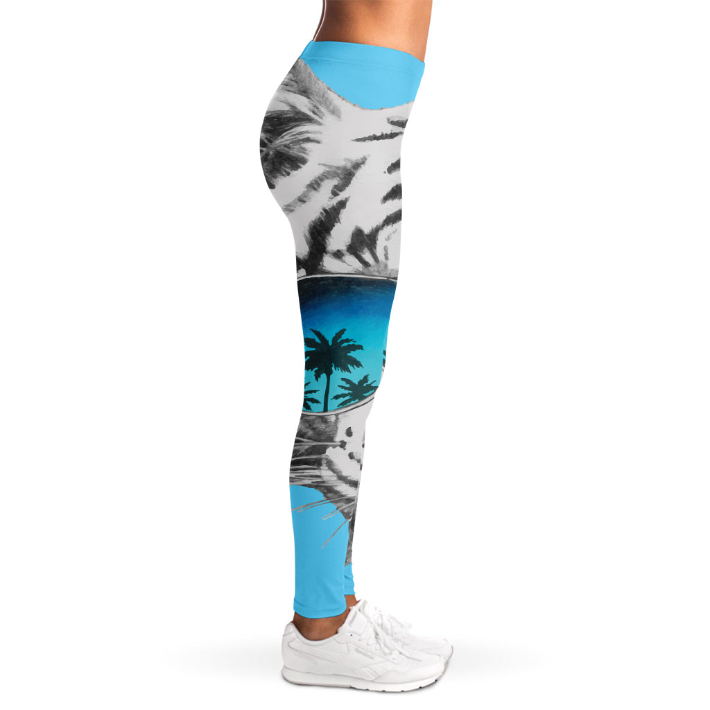 White Tiger With Sunglasses Print Women's Leggings