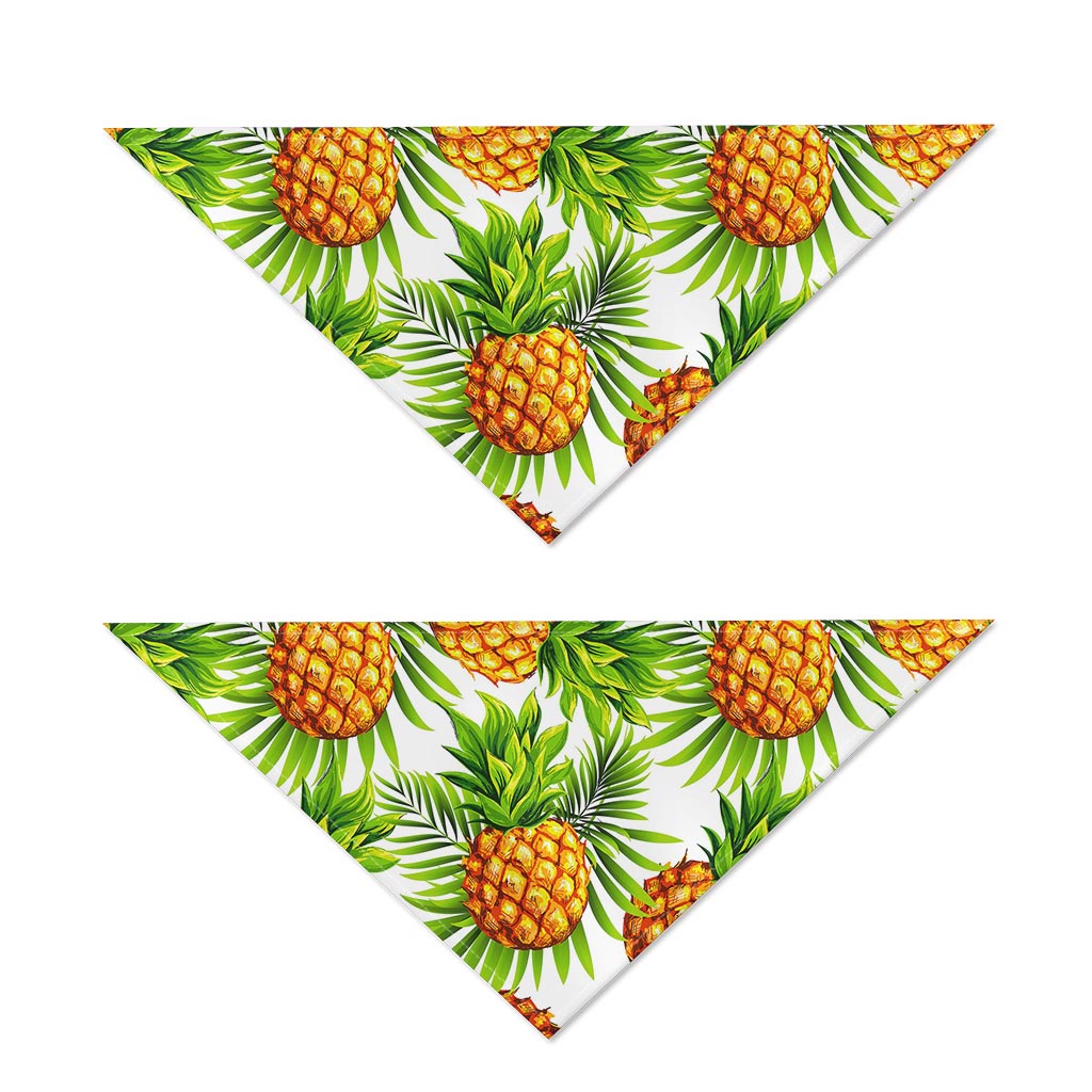 White Tropical Pineapple Pattern Print Dog Bandana