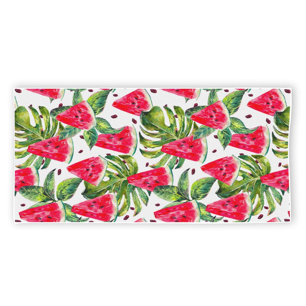 White Tropical Watermelon Pattern Print Beach Towel