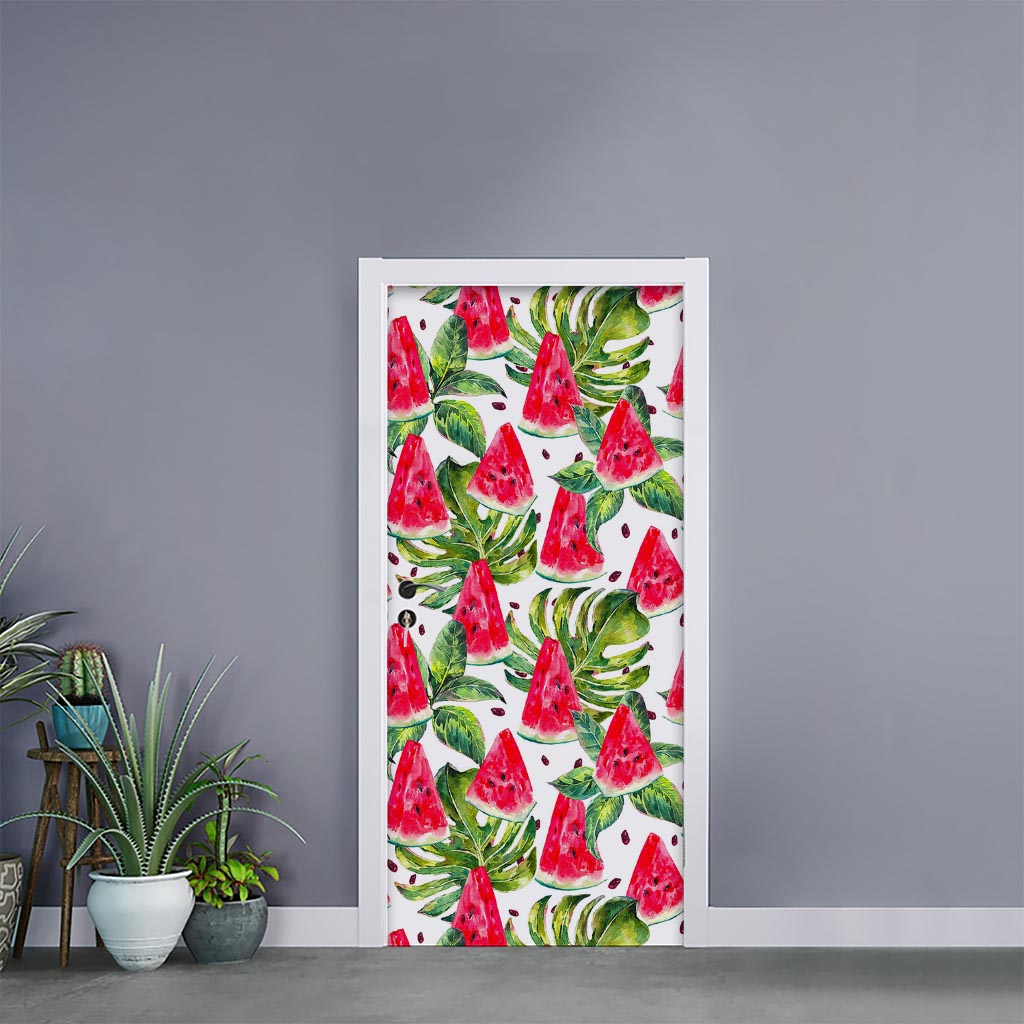 White Tropical Watermelon Pattern Print Door Sticker