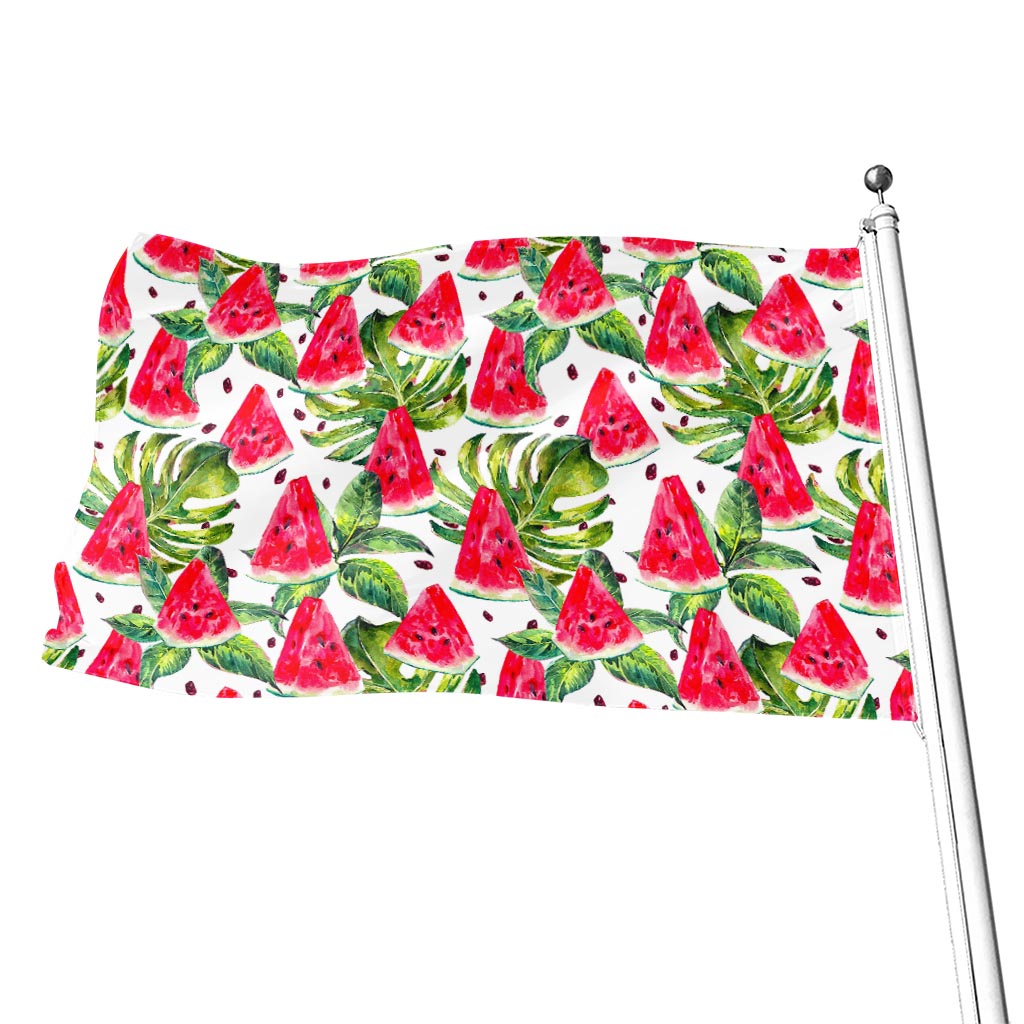 White Tropical Watermelon Pattern Print Flag