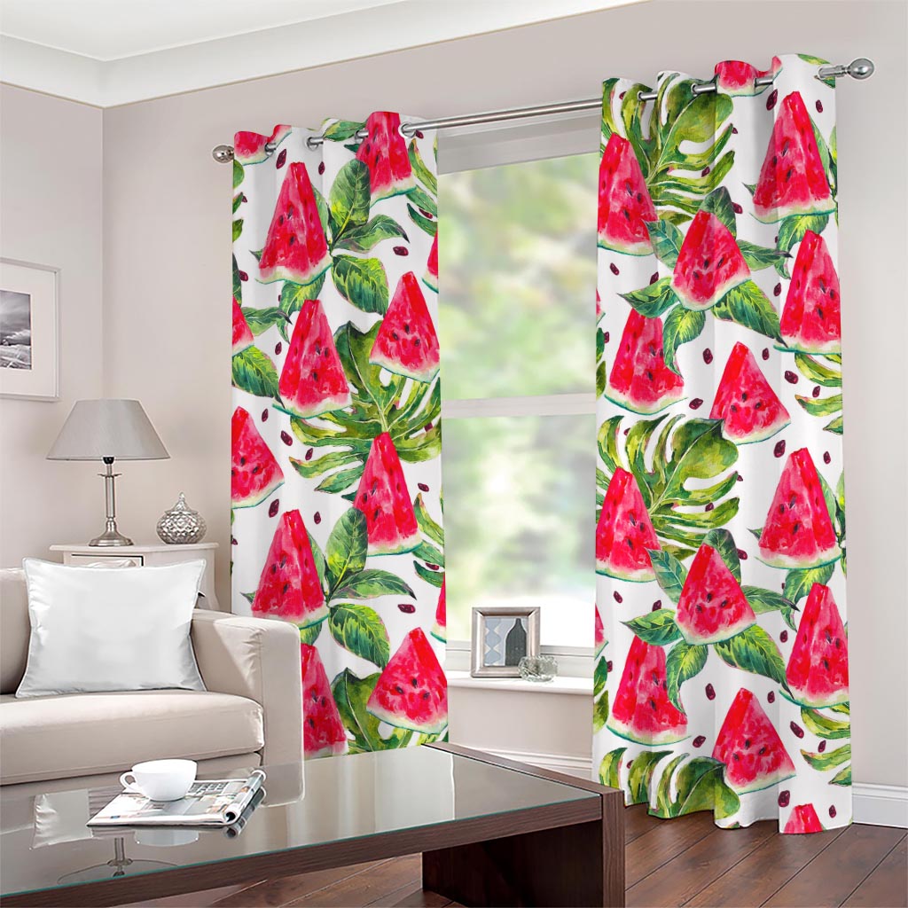White Tropical Watermelon Pattern Print Grommet Curtains