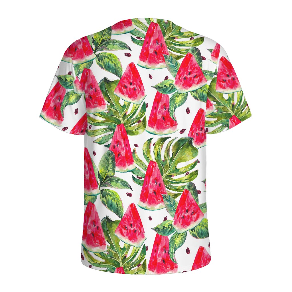 White Tropical Watermelon Pattern Print Men's Sports T-Shirt