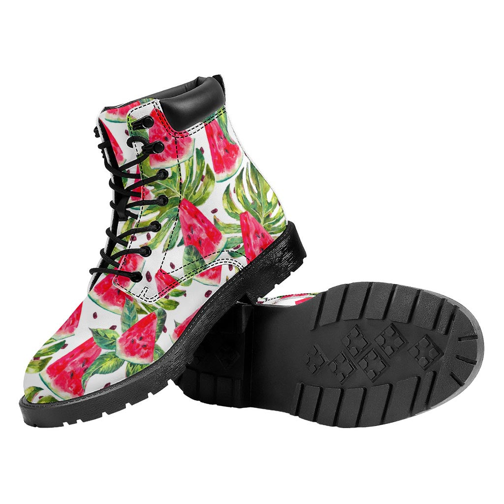 White Tropical Watermelon Pattern Print Work Boots