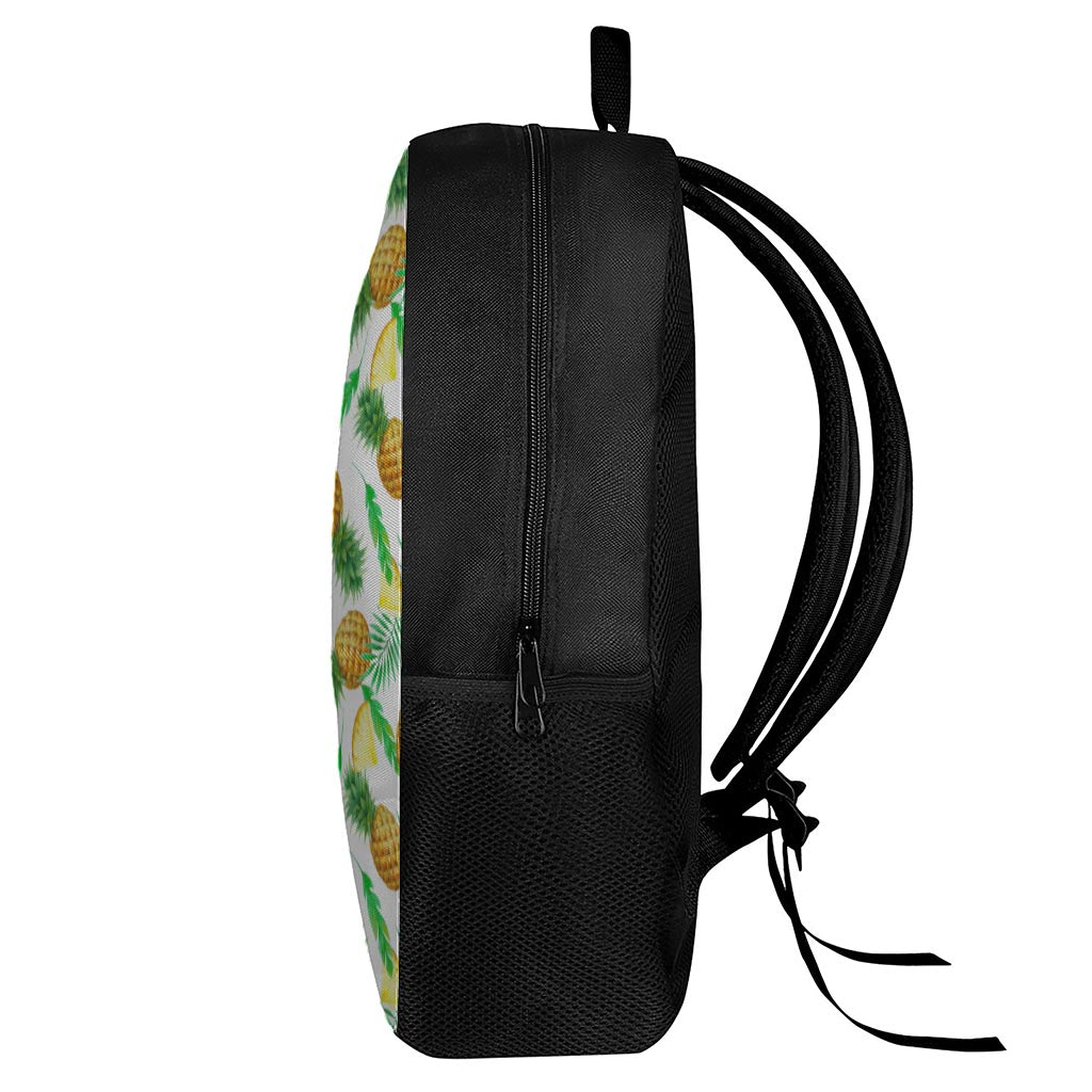 White Watercolor Pineapple Pattern Print 17 Inch Backpack
