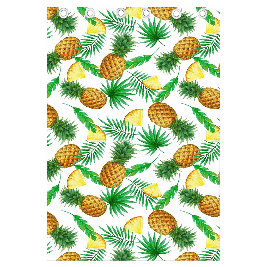 White Watercolor Pineapple Pattern Print Curtain