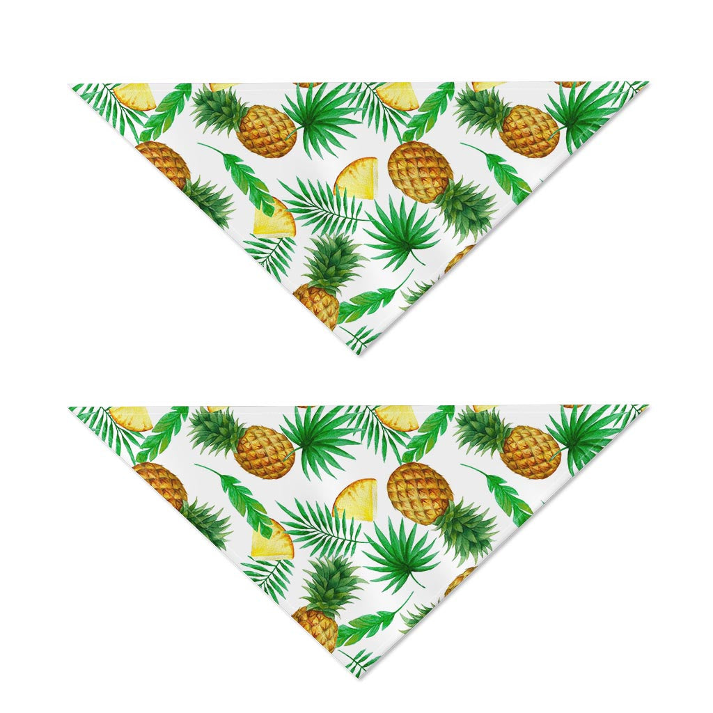 White Watercolor Pineapple Pattern Print Dog Bandana