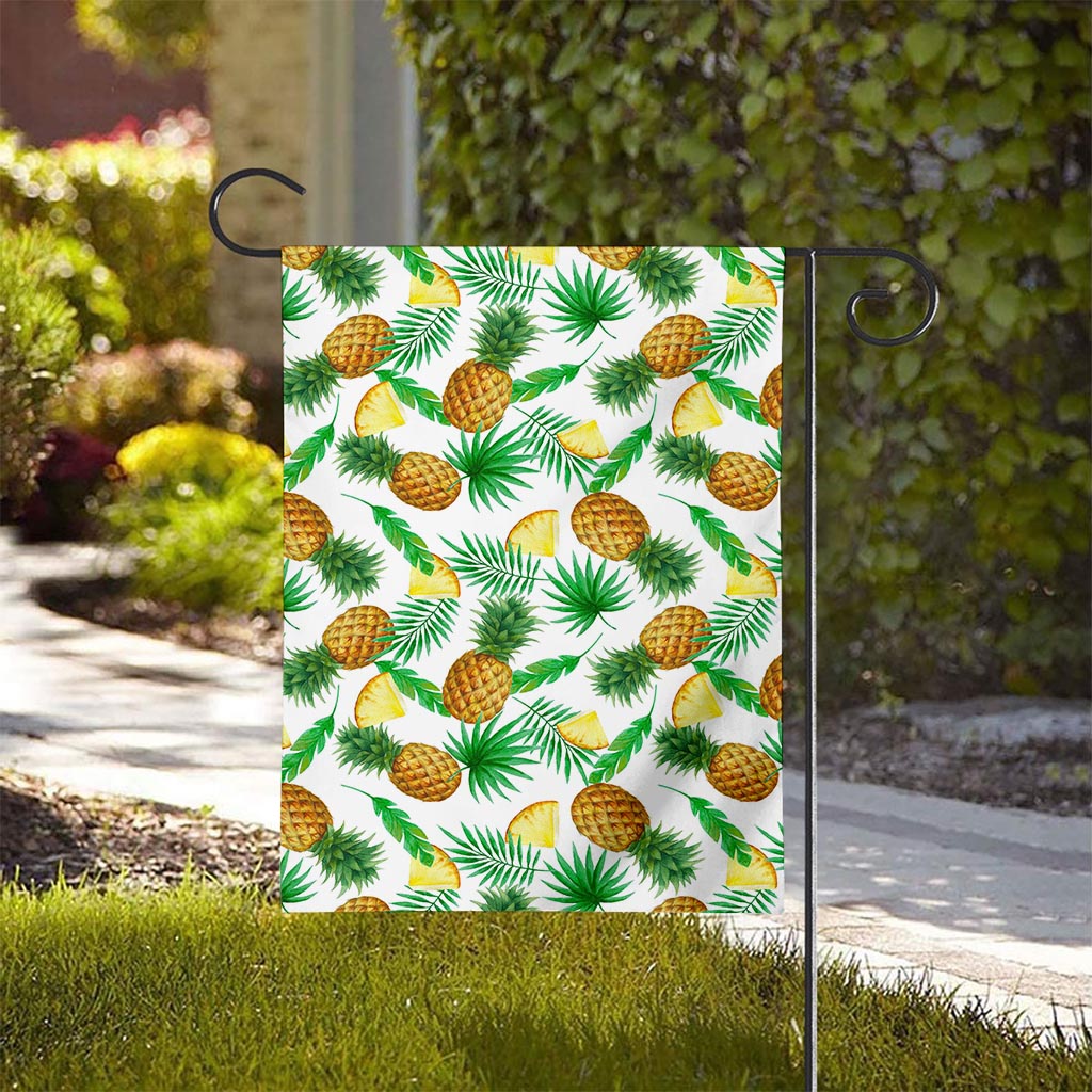 White Watercolor Pineapple Pattern Print House Flag