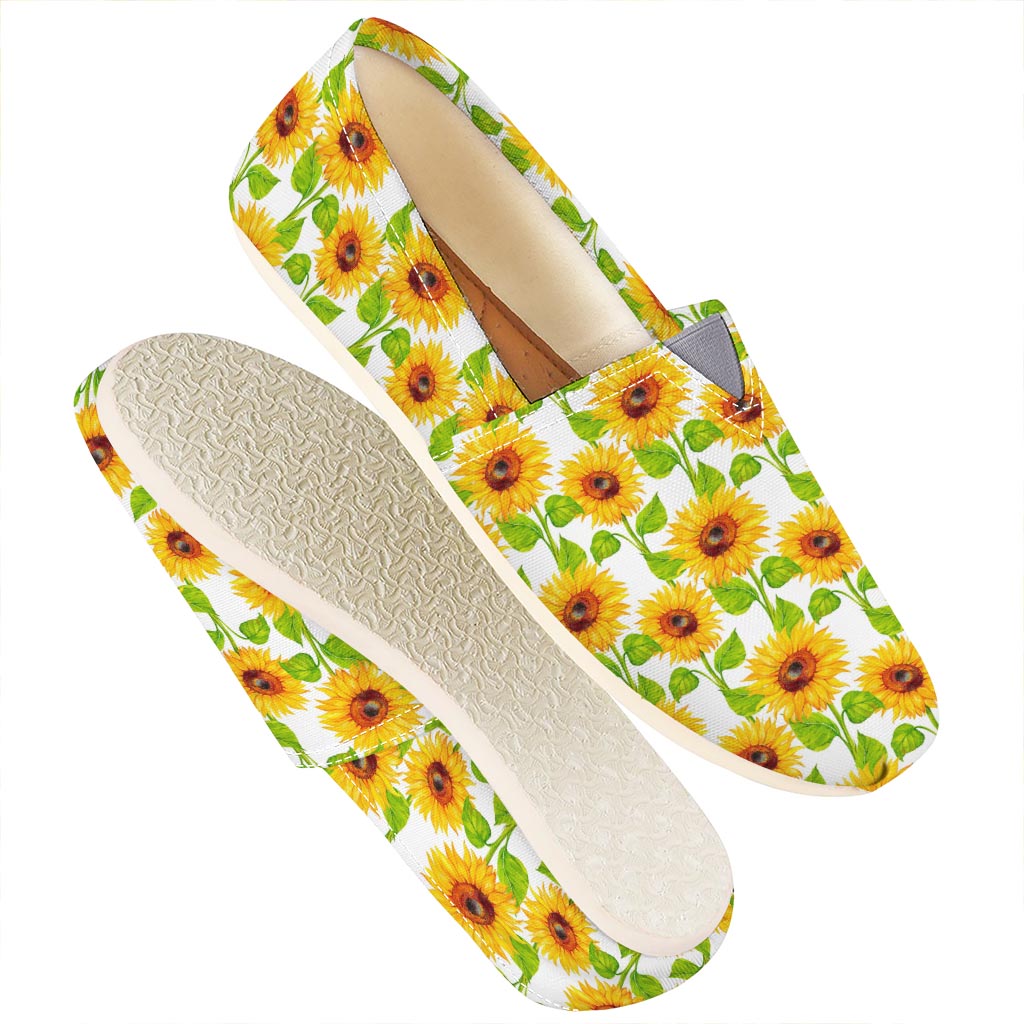 White Watercolor Sunflower Pattern Print Casual Shoes
