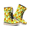 White Watercolor Sunflower Pattern Print Winter Boots
