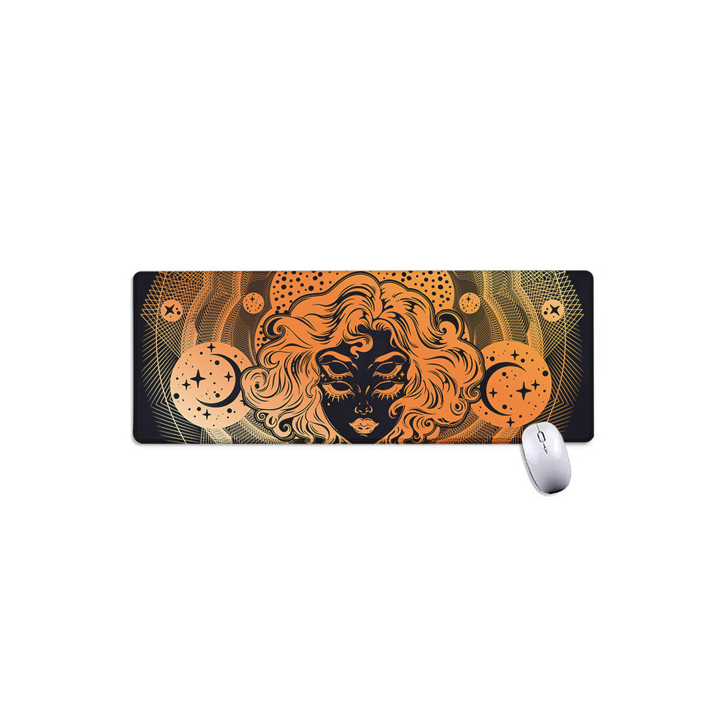 Wiccan Girl And Magical Moon Print Extended Mouse Pad