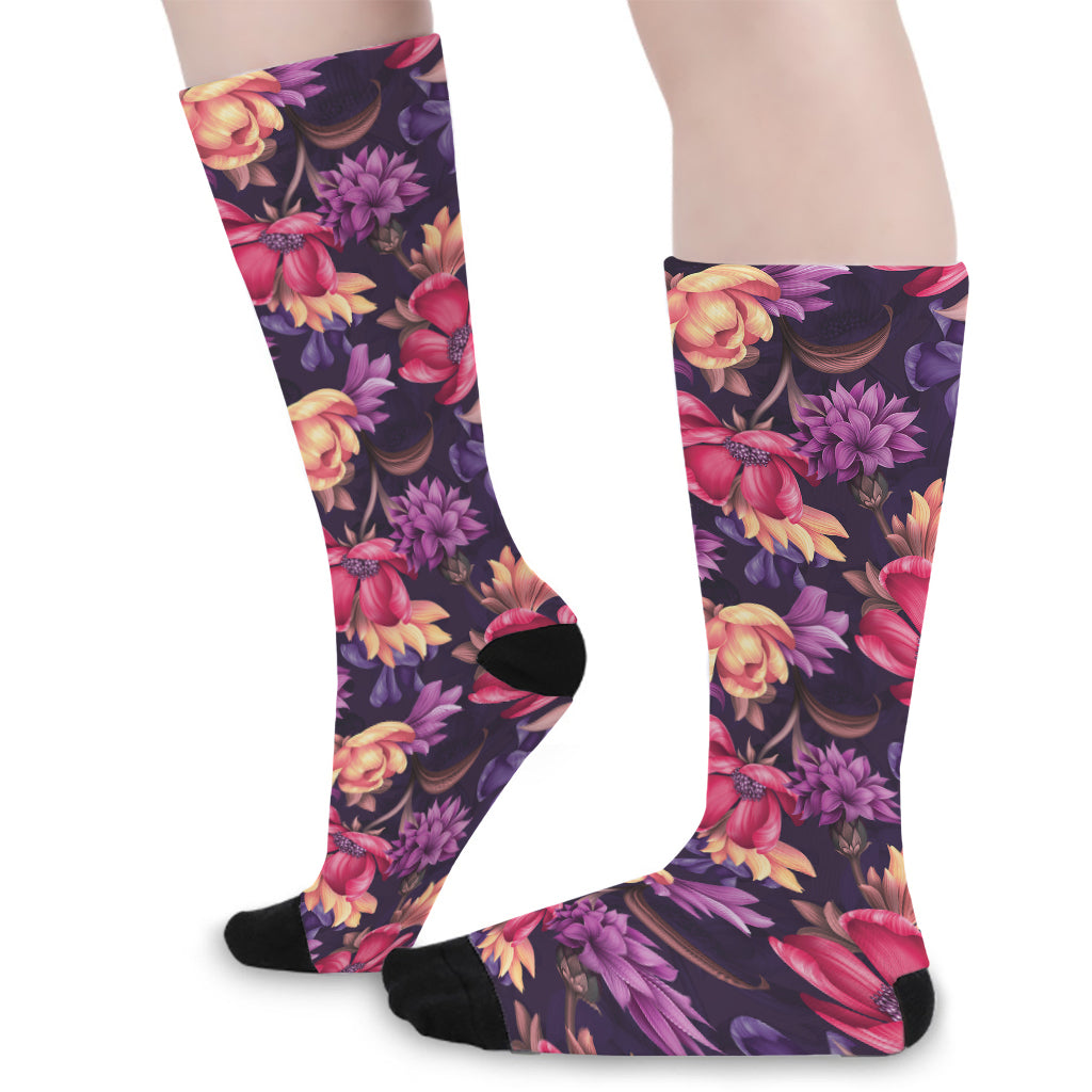 Wild Flower Print Long Socks