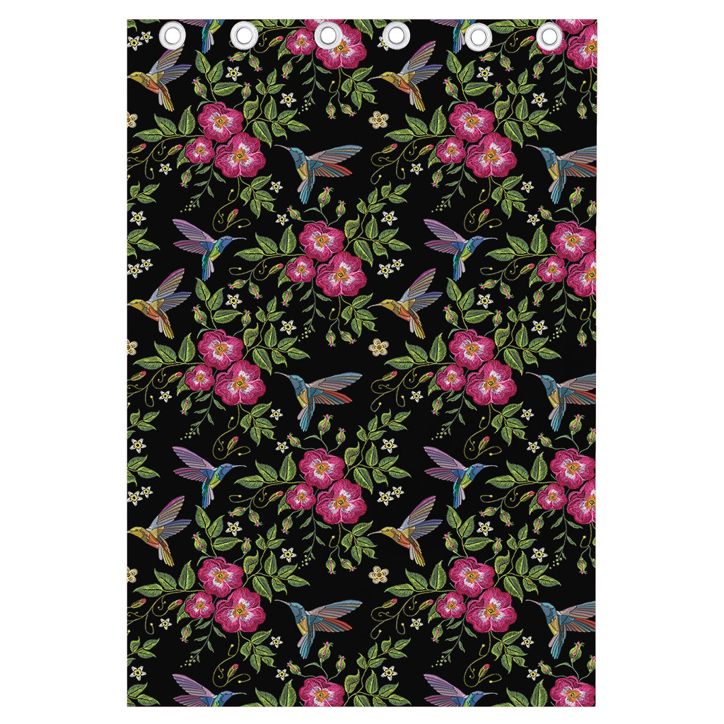 Wild Flowers And Hummingbird Print Curtain
