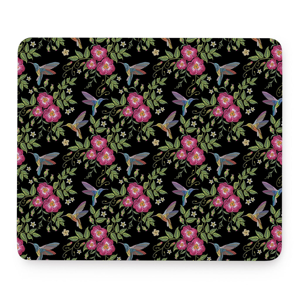 Wild Flowers And Hummingbird Print Mouse Pad