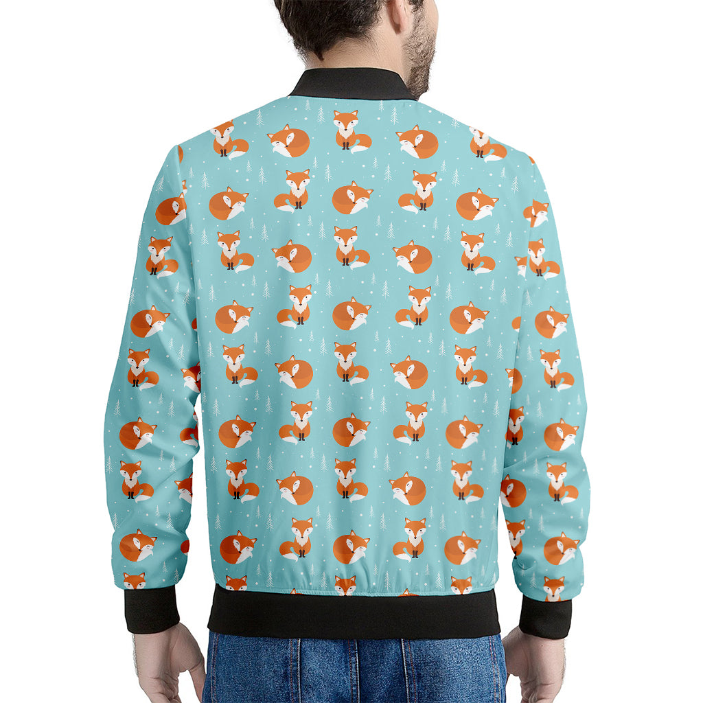 Winter Fox Pattern Print Men's Bomber Jacket