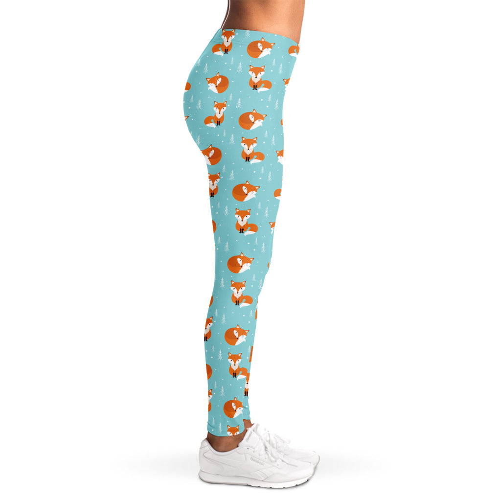 Winter Fox Pattern Print Women's Leggings