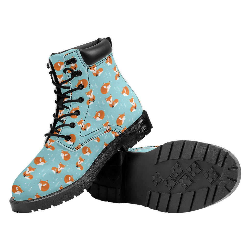 Winter Fox Pattern Print Work Boots