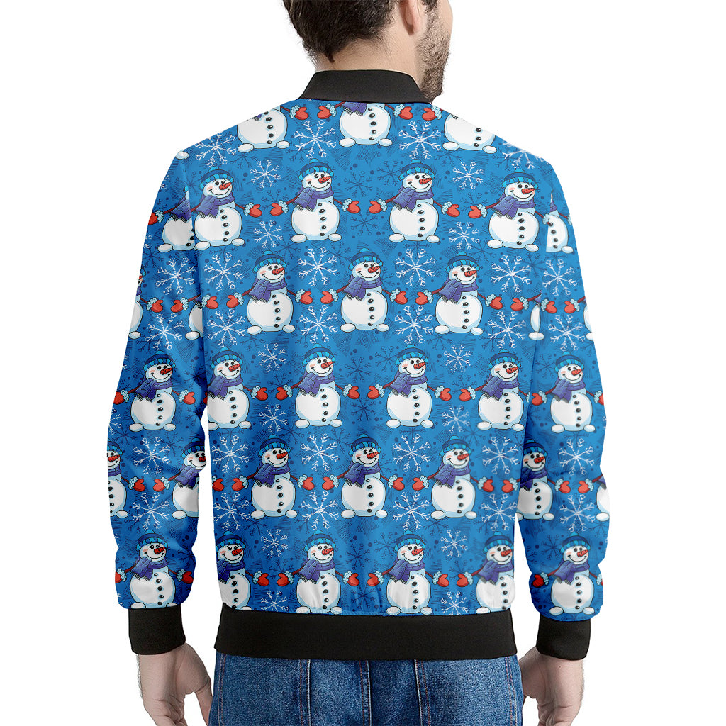 Winter Snowman Pattern Print Men's Bomber Jacket