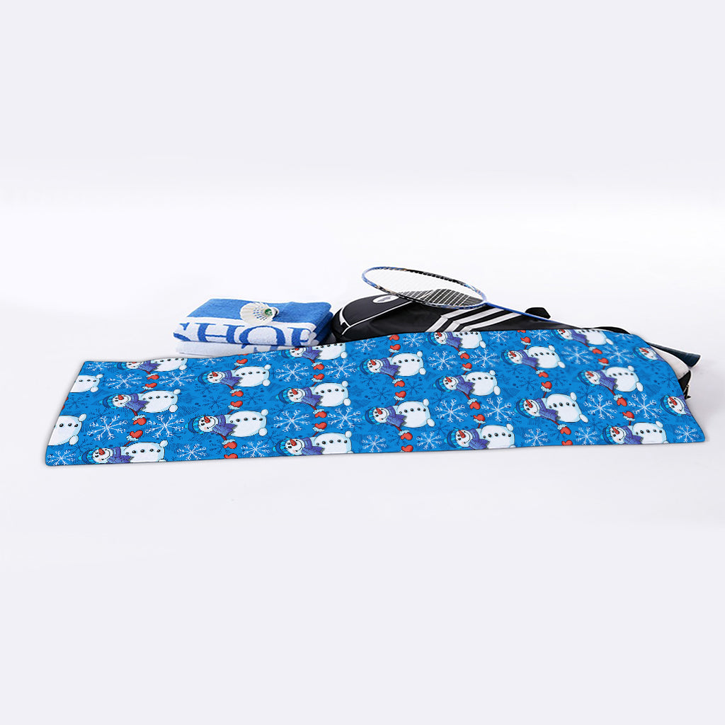 Winter Snowman Pattern Print Sports Towel