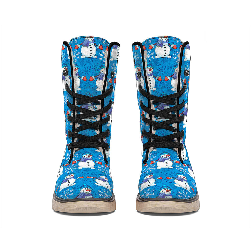 Winter Snowman Pattern Print Winter Boots