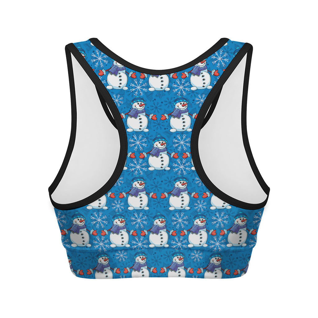 Winter Snowman Pattern Print Women's Sports Bra