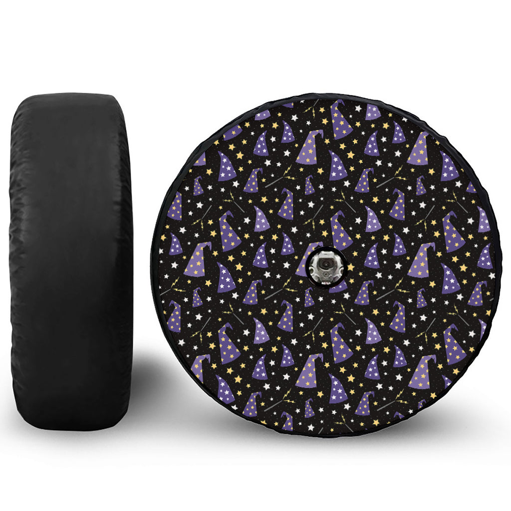 Wizard Hat Pattern Print Tire Cover With Camera Hole