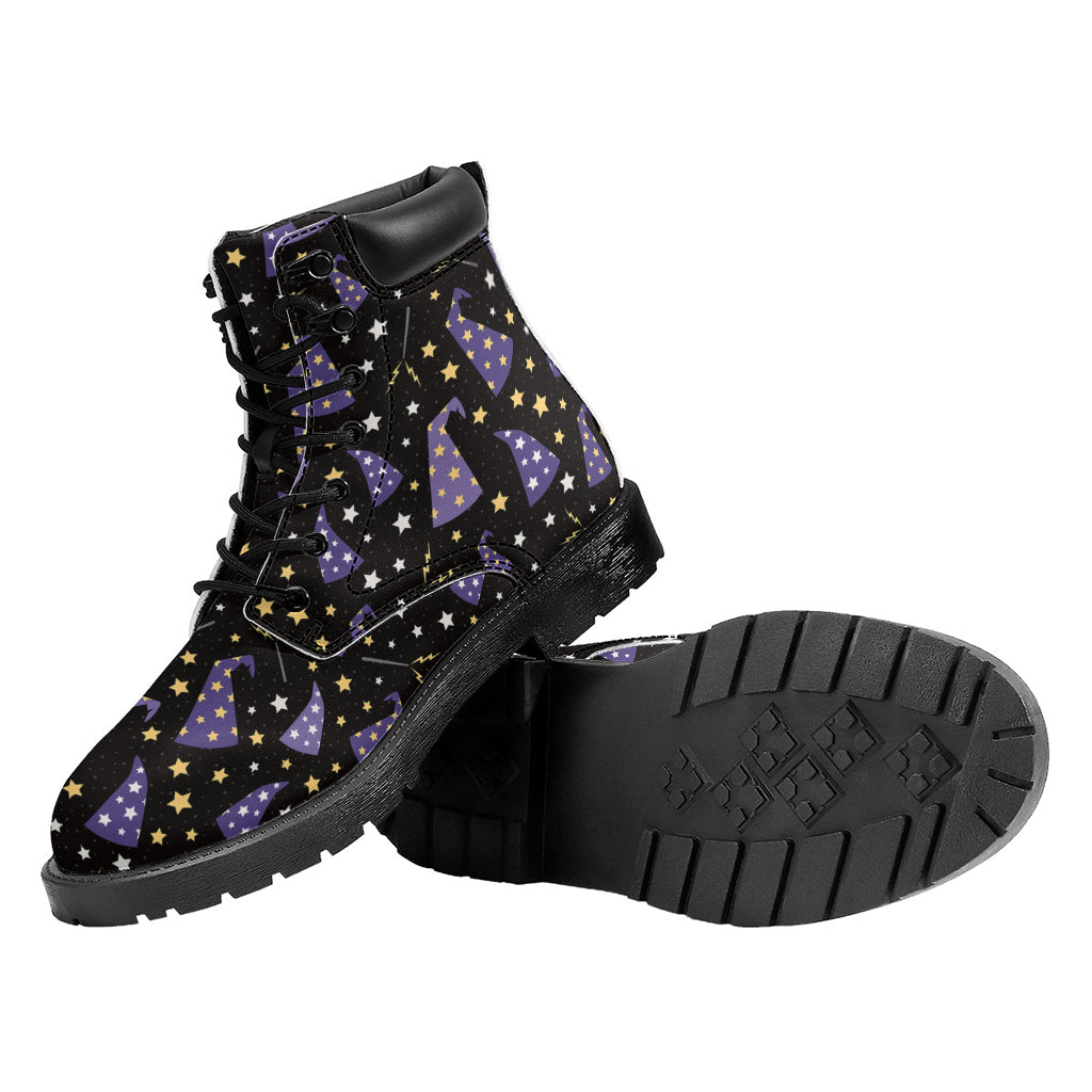 Wizard Hat Pattern Print Work Boots