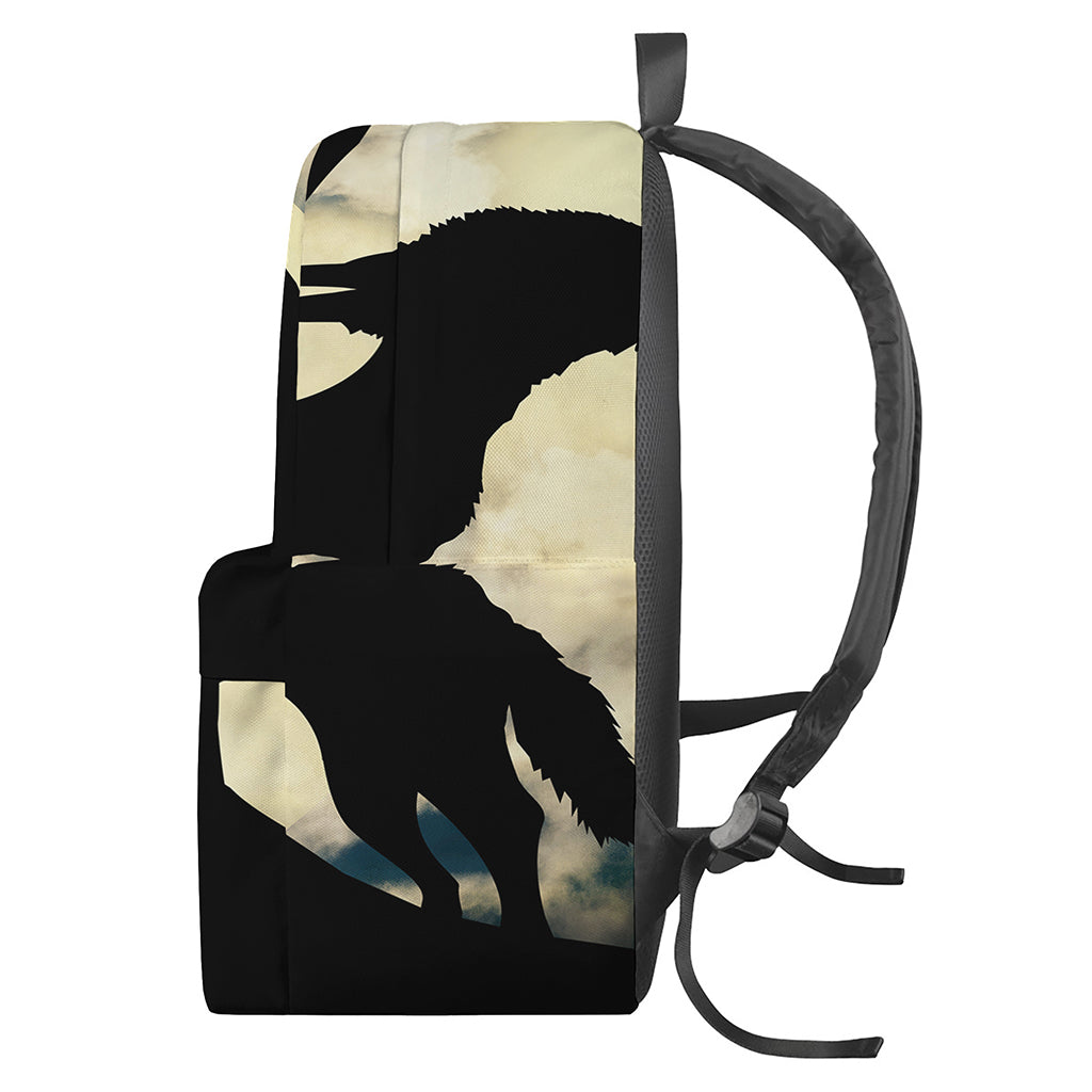 Wolf Howling At The Full Moon Print Backpack