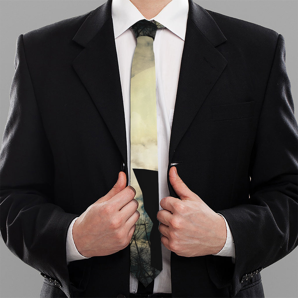Wolf Howling At The Full Moon Print Necktie