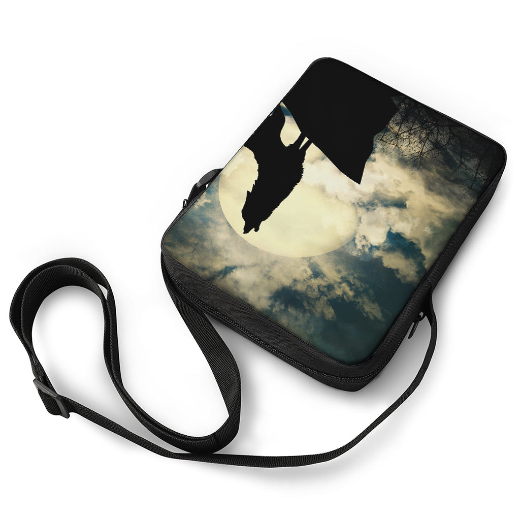 Wolf Howling At The Full Moon Print Rectangular Crossbody Bag