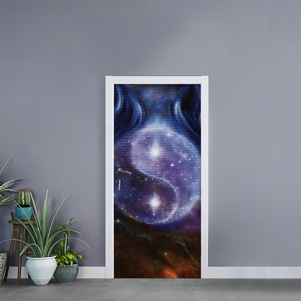 Woman Space Yin Yang Painting Print Door Sticker