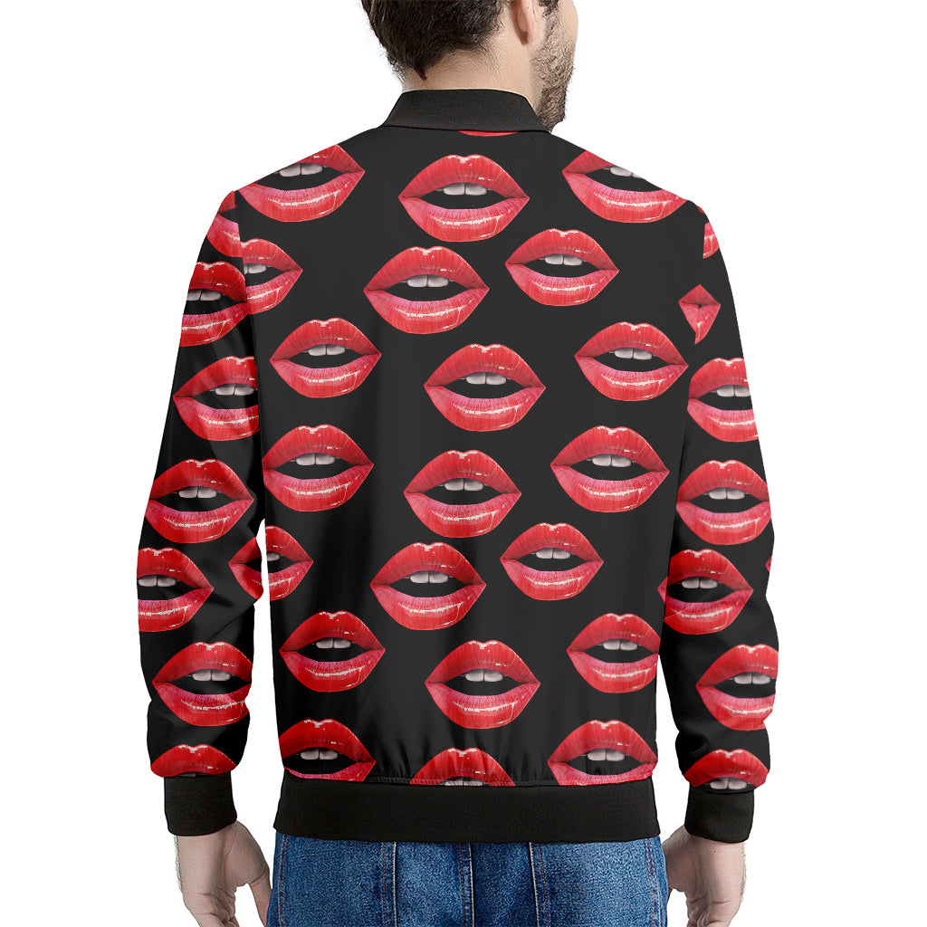 Women's Lips Pattern Print Men's Bomber Jacket