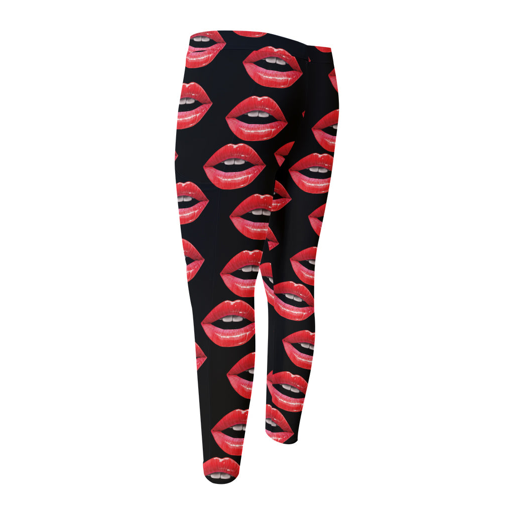 Women's Lips Pattern Print Men's Compression Pants