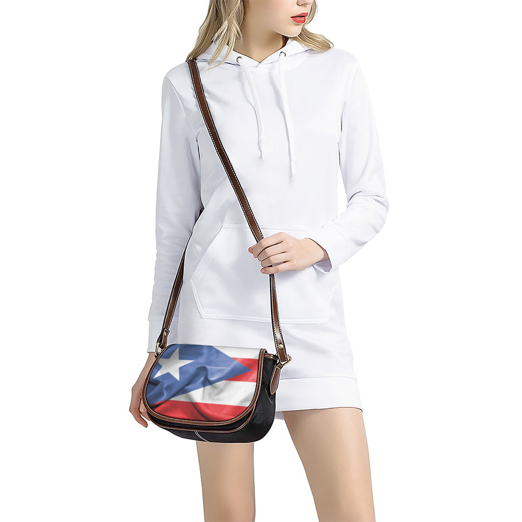Wrinkled Puerto Rican Flag Print Saddle Bag