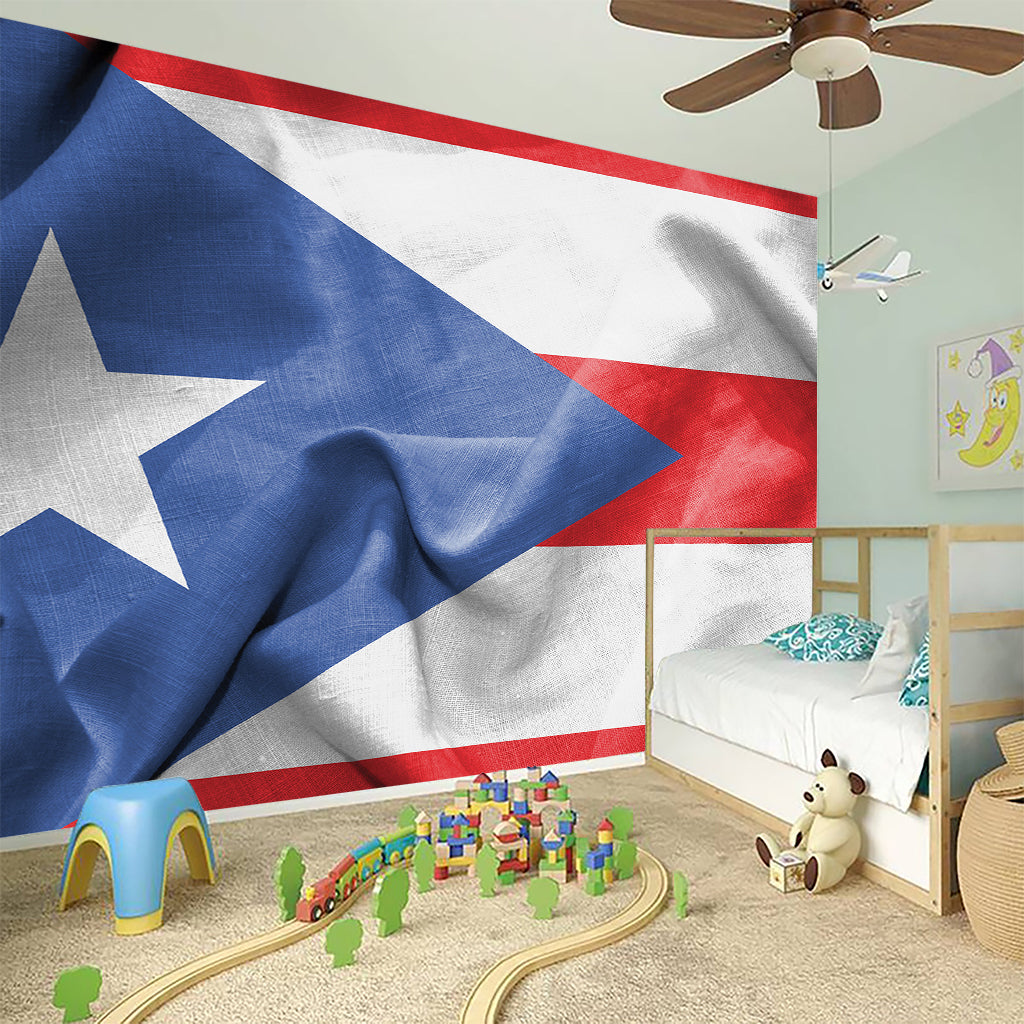 Wrinkled Puerto Rican Flag Print Wall Sticker